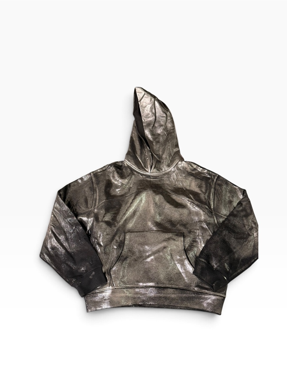Women’s Zara Silver Metallic Charcoal Hoodie M Like New